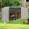Image de IDMarket Abri De Jardin En Métal Gris Clair Verrouillable Multi-Rangement Stockage Vélos Outils Poubelles