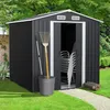 Image de Abri De Jardin 3,7mÂ² Gris En Acier GalvanisÃ© Avec Base