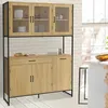 Image de IDMarket Buffet de cuisine vitré 120 cm detroit meuble vaisselier 6 portes design industriel + tiroir