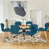 Image de Lot de 6 chaises ROBINE en tissu bleu canard pour salle Ã  manger