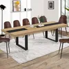 Image de IDMarket Idmarket Table À Manger Extensible Rectangle Phoenix 10-12 Personnes Bois Et Noir Bande Centrale Noire 200-300 Cm