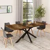 Image de IDMarket IDMARKET Table à manger extensible rectangle ALIX plateau HAWKINS avec rangement 6-10 personnes bois foncé et noir 160-200 cm