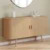 Image de Idmarket Buffet 140 Cm Romie Effet Lattes 2 Portes Coulissantes