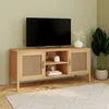 Image de Idmarket Meuble Tv 110 Cm Edhen 2 Portes Avec Cannage