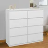 Image de IDMarket Commode 8 Tiroirs Tomi 110 Cm Bois Blanc
