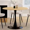 Image de IDMarket Table À Manger Ronde Dalia 4 Personnes Pieds Tulipe Bois Et Noir 100 Cm