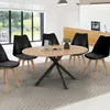 Image de IDMarket Idmarket Table À Manger Extensible Ronde Alix 6-8 Personnes Pied Araignée Bois Et Noir 110-150 Cm