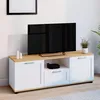 Image de Meuble tv 110 cm vito avec tiroir et niche blanc et bois