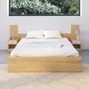 Image de TÃªte de lit sur pied avec chevets modulables sapa pour lit 140, 160 ou 180 cm bois et blanc