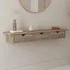 Image de IDMARKET EtagÃ¨re murale console d'entrÃ©e LISE 3 tiroirs faÃ§on hÃªtre