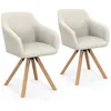 Image de Lot de 2 chaises pivotantes de salle Ã  manger, fauteuils de table JANY en velours cÃ´telÃ© beige