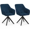Image de Lot de 2 chaises pivotantes de salle Ã  manger, fauteuils de table MADY en velours bleu