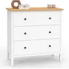 Image de IDMarket Commode 3 tiroirs ACHILLE 80 cm bois blanc plateau bois