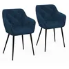 Image de Lot de 2 chaises de salle Ã  manger, fauteuils de table capitonnÃ©s LYA velours bleu canard