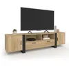 Image de Meuble TV 200 cm PHOENIX 2 portes 2 tiroirs bois et noir