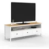 Image de Meuble TV 140 cm ACHILLE 3 tiroirs blanc et plateau bois