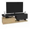 Image de Meuble TV 140 cm ANGULO 2 portes effet bois et noir