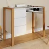 Image de Bureau scandinave HUGO avec 3 tiroirs et niche blanc et bois