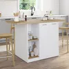 Image de Ilot central BAO 140 cm 4 personnes bois blanc avec plan de travail faÃ§on hÃªtre