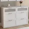 Image de IDMarket Commode 6 tiroirs VITO 110 cm bois blanc et effet givré