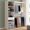 Image de Kit dressing MELINE 160 x 40 x 180 cm blanc avec Ã©tagÃ¨res + tiroir + double penderie