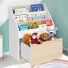 Image de IDMarket Meuble Bibliothèque Pour Enfant Blanc Et Hêtre Avec 3 Étagères Et 1 Bac