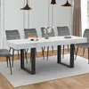 Image de IDMarket Table À Manger Extensible Rectangle Phoenix 6-10 Personnes Plateau Effet Marbre Blanc Alaska 160-200 Cm