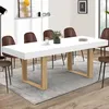 Image de IDMarket Table À Manger Extensible Rectangle Phoenix 6-10 Personnes Blanc Pieds Bois 160-200 Cm