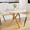 Image de IDMarket Table À Manger Ronde Gisele 4-6 Personnes Pied Araignée Bois Plateau Blanc 110 Cm
