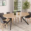 Image de IDMarket Table À Manger Extensible Ronde Alix 4-10 Personnes Pied Araignée Bois Et Noir 110 - 200 Cm