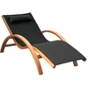 Image de Outsunny Transat Chaise Longue Design Style Tropical Bois Massif Naturel Coloris Beige Noir