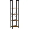 Image de Homcom Étagère Bibliothèque 5 Étagères Acier Noir Aspect Bois Vieilli