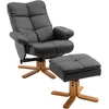Image de Homcom Fauteuil Relax Inclinable Style Contemporain Repose-Pieds Coffre Rangement Revêtement Synthétique Acier Bois Noir