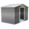 Image de Outsunny Abri De Jardin - Remise Pour Outils - Cabanon Double Porte Coulissante - Fondation Incluse - Dim. 277l X 191l X 192h Cm - Tôle D'acier Ondulée Grise