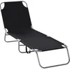 Image de Outsunny Bain De Soleil Transat Pliable Dossier Réglable Multipositions Métal Et Polyester Noir