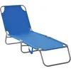 Image de Outsunny Bain De Soleil Transat Pliable Dossier Réglable Multipositions Métal Et Polyester Bleu