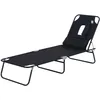 Image de Outsunny Bain De Soleil Pliable Transat Inclinable 4 Positions Chaise Longue De Lecture 3 Coussins Fournis Noir