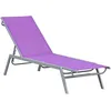 Image de Outsunny Bain De Soleil Transat - Chaise Longue - Design Contemporain - Dossier Inclinable Multi-Positions - Métal Époxy Textilène Mauve - Dim. 170 X 58 X 97 Cm