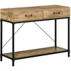 Image de Homcom Console Style Industriel 2 Tiroirs Étagère Métal Noir Aspect Bois
