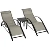 Image de Outsunny Lot De 2 Bains De Soleil Design Contemporain Avec Table Basse Gris