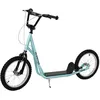 Image de Trottinette patinette pour enfants à partir de 5 ans grands pneus guidon réglable poignée frein et béquille acier bleu