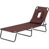 Image de Outsunny Bain De Soleil Pliable Transat Inclinable 4 Positions Chaise Longue De Lecture 3 Coussins Fournis Marron
