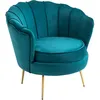 Image de Homcom Fauteuil Design Coquillage Pieds Dorés Effilés Velours Bleu Canard