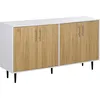 Image de Homcom Buffet Meuble De Rangement 2 Placards 2 Portes Avec Étagères Réglables Blanc Chêne Clair