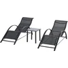 Image de Outsunny Lot De 2 Bains De Soleil Design Avec Table Basse Métal Textilène