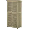 Image de Outsunny Armoire De Jardin Abri Jardin Remise Pour Outils Sur Pied Dim. 79l X 42l X 160h Cm 2 Étagères Portes Persiennes Toit Bitumé Étanche Bois Pin Autoclave Gris