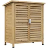 Image de Outsunny Armoire De Jardin Abri Jardin Remise Pour Outils Sur Pied Dim. 87l X 46l X 96h Cm Étagère Portes Persiennes Toit Bitumé Bois Sapin Autoclave Vert