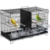 Image de PawHut Pawhut Cage À Oiseaux Dim. 59,5l X 29,8i X 35,3h Cm Mangeoires Perchoirs 4 Portes Plateau Excrément Amovible + Poignée Transport Métal Pp Noir