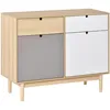 Image de Homcom Buffet Style Scandinave 2 Placards Tiroir Blanc Gris Bois Clair