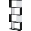 Image de Homcom Bibliothèque Étagère Meuble De Rangement Design Contemporain En S 4 Étagères 60l X 24l X 148h Cm Noir Blanc